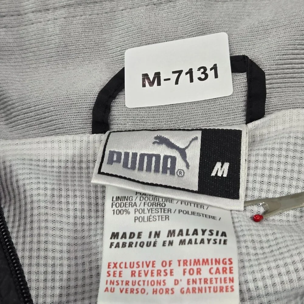 Puma Jacket M Black Nylon Polyester Windbreaker Activewear Logo Long‎ Sleeve
